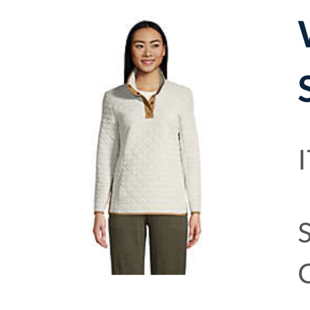 NWT Lands End jacket. Size small. Ivory with tan trim.